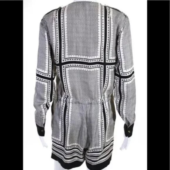 New Revolve x Rachel Zoe Phoebe 100% silk geometric print button front romper - Picture 6 of 16